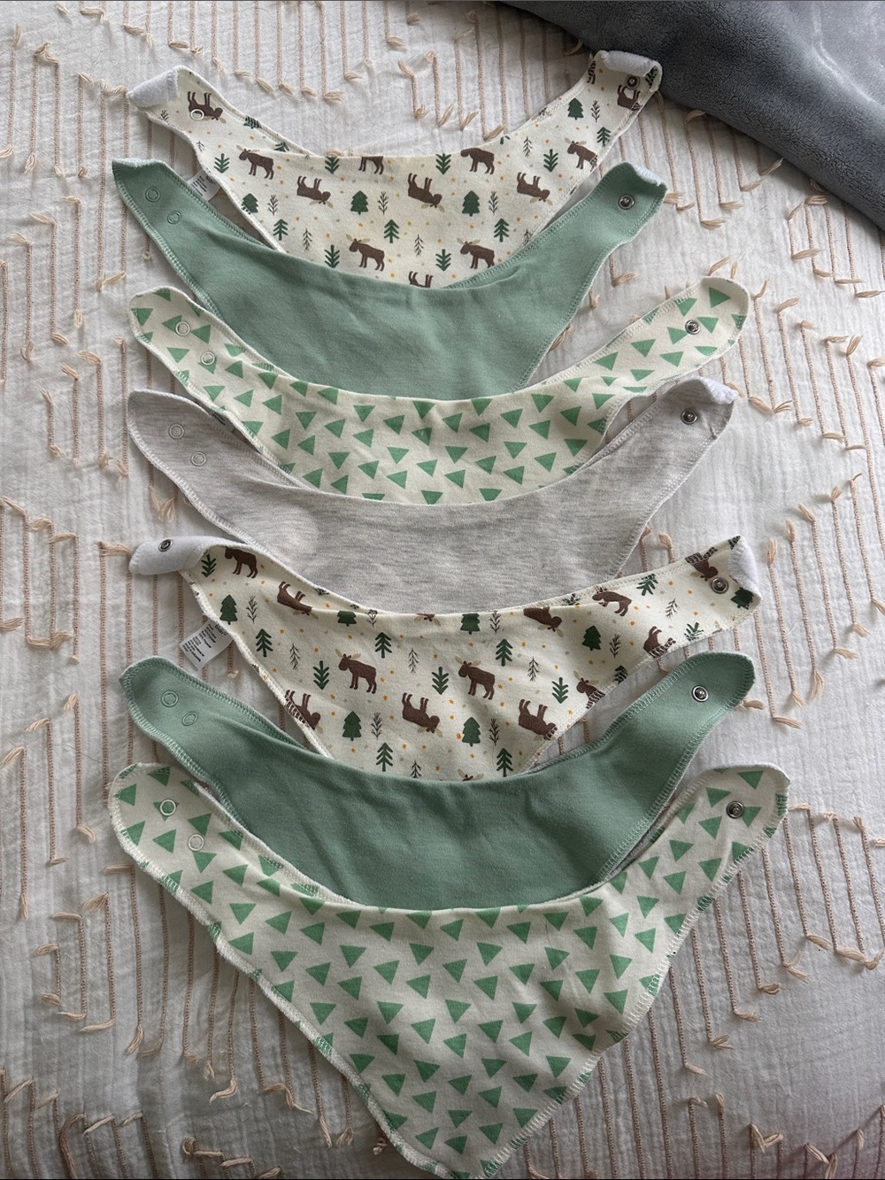 Neutral Sage and Cream Baby Bandana Bibs - 6-Pack